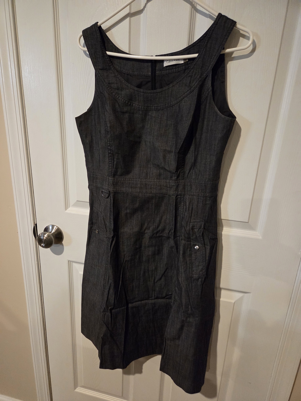 Calvin Klein Sleeveless Dark Gray Denim Dress